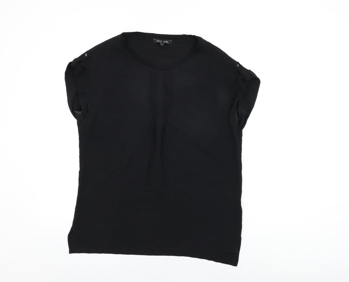 NEXT Womens Black Polyester Basic T-Shirt Size 12 Round Neck