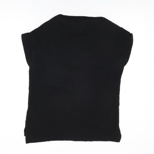 NEXT Womens Black Polyester Basic T-Shirt Size 12 Round Neck