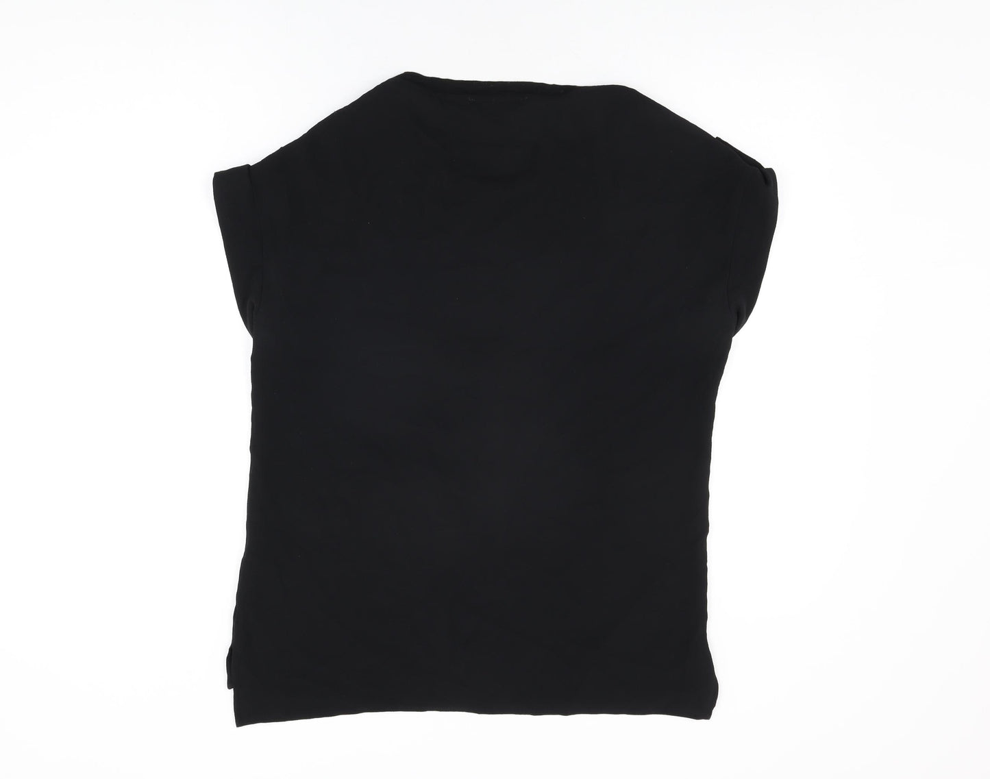NEXT Womens Black Polyester Basic T-Shirt Size 12 Round Neck