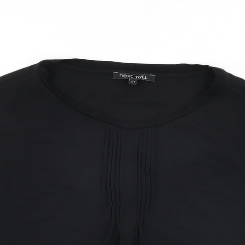NEXT Womens Black Polyester Basic T-Shirt Size 12 Round Neck