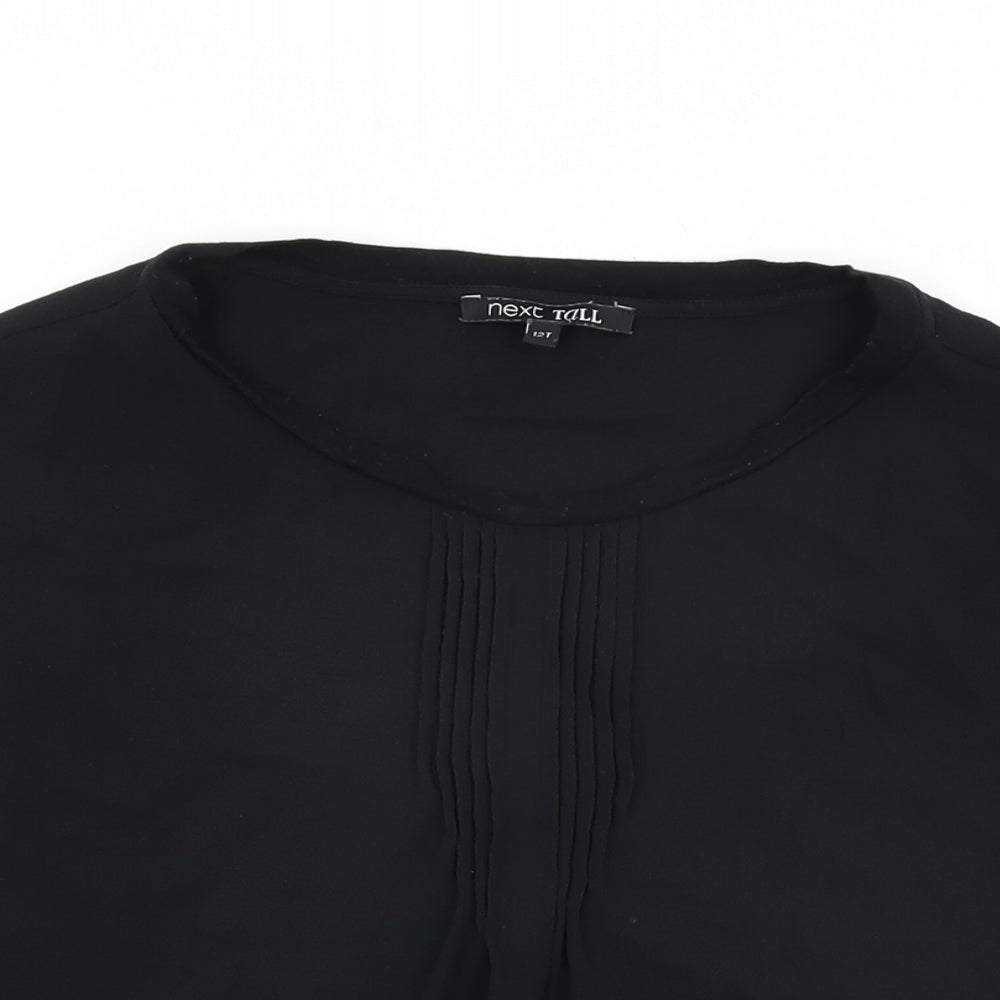 NEXT Womens Black Polyester Basic T-Shirt Size 12 Round Neck