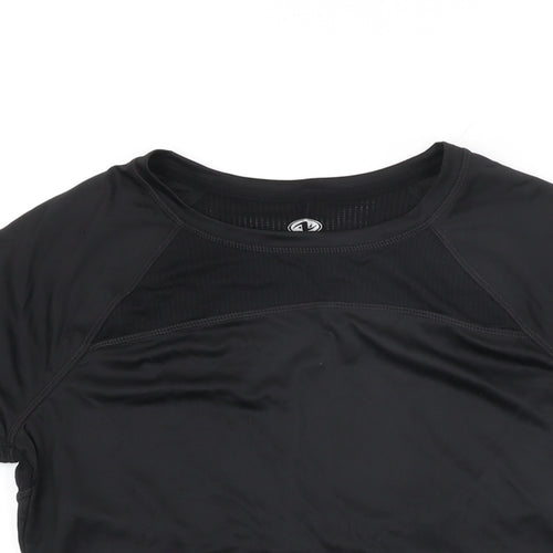 Athletic Works Womens Black Polyester Basic T-Shirt Size 12 Round Neck Pullover