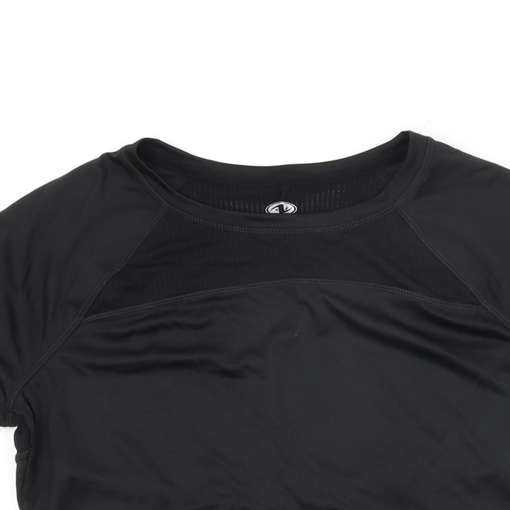 Athletic Works Womens Black Polyester Basic T-Shirt Size 12 Round Neck Pullover