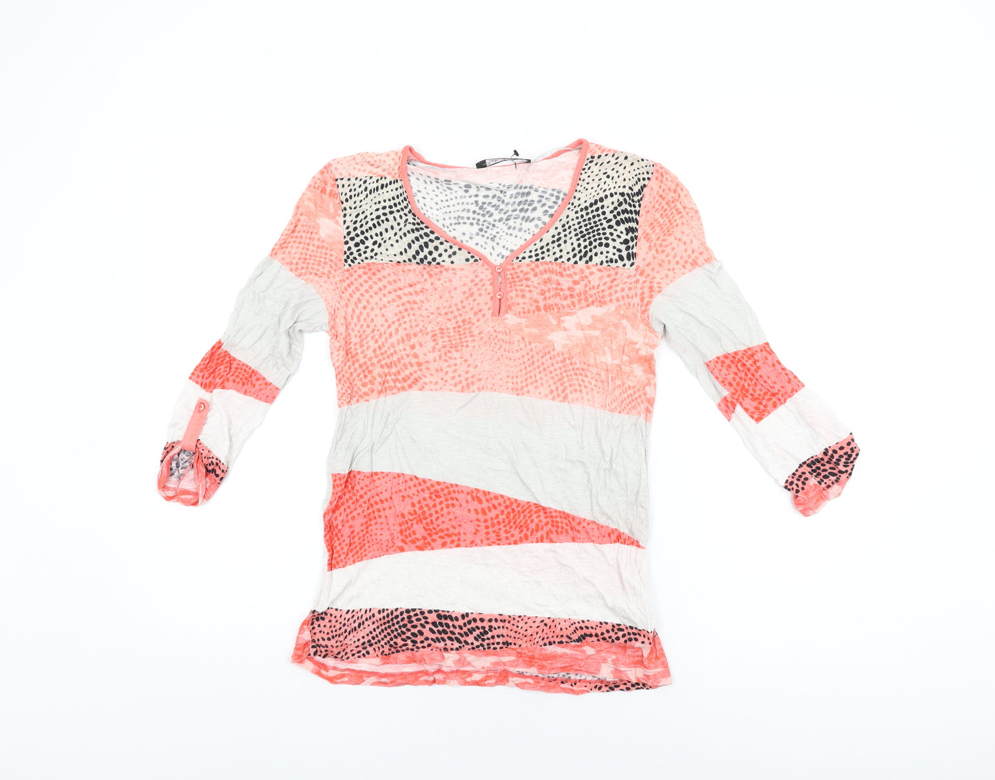 Betty Barclay Womens Multicoloured Geometric Viscose Basic T-Shirt Size 8 V-Neck