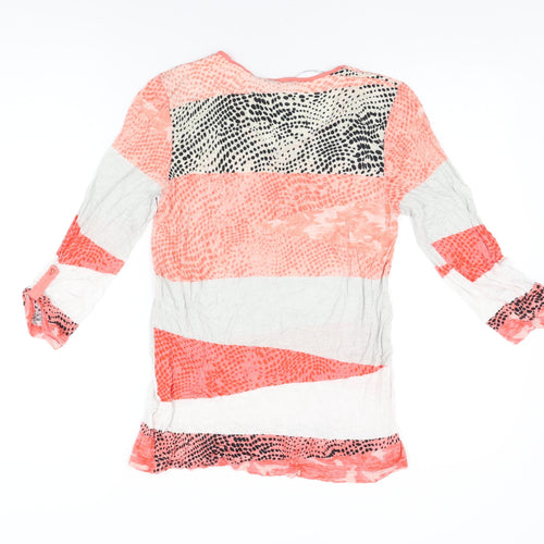 Betty Barclay Womens Multicoloured Geometric Viscose Basic T-Shirt Size 8 V-Neck