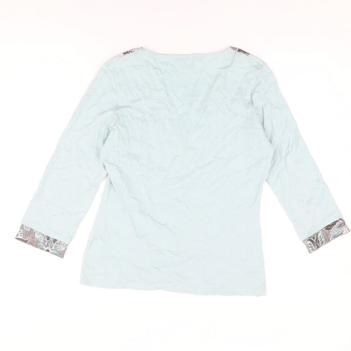 NEXT Womens Blue Cotton Basic T-Shirt Size 12 V-Neck