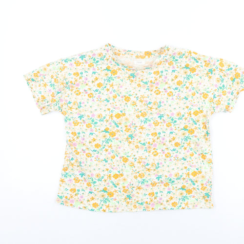 NEXT Girls White Floral Cotton Basic T-Shirt Size 9 Years Round Neck Pullover