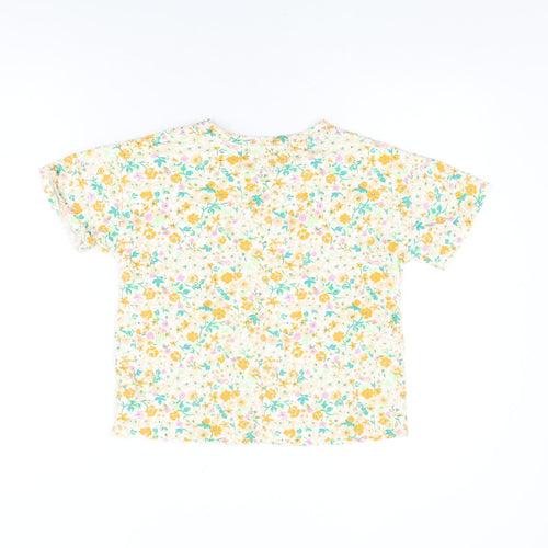 NEXT Girls White Floral Cotton Basic T-Shirt Size 9 Years Round Neck Pullover