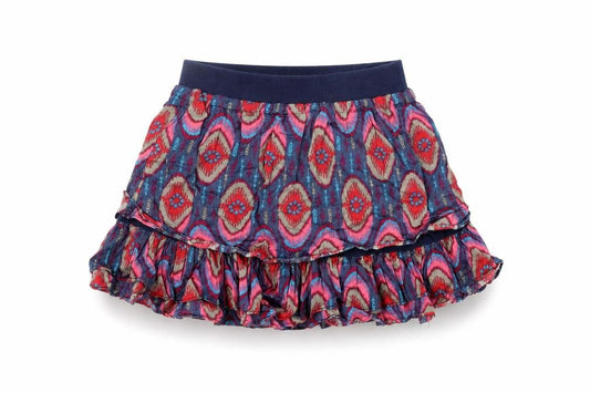 Confetti Girls Blue Geometric Cotton Skater Skirt Size 8 Years Regular Pull On