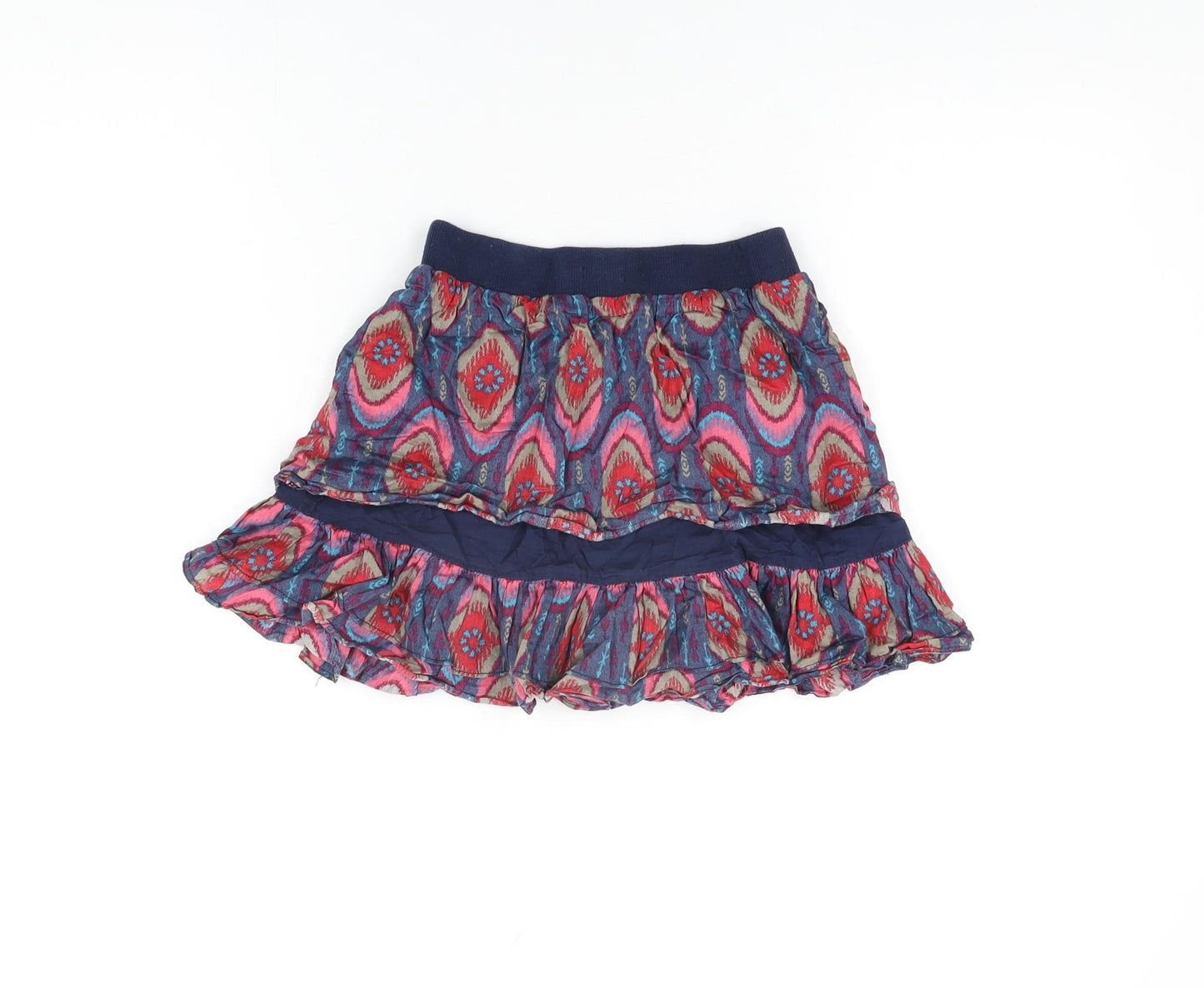 Confetti Girls Blue Geometric Cotton Skater Skirt Size 8 Years Regular Pull On