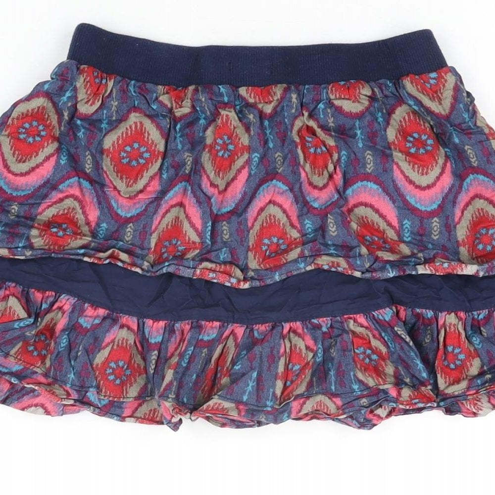 Confetti Girls Blue Geometric Cotton Skater Skirt Size 8 Years Regular Pull On