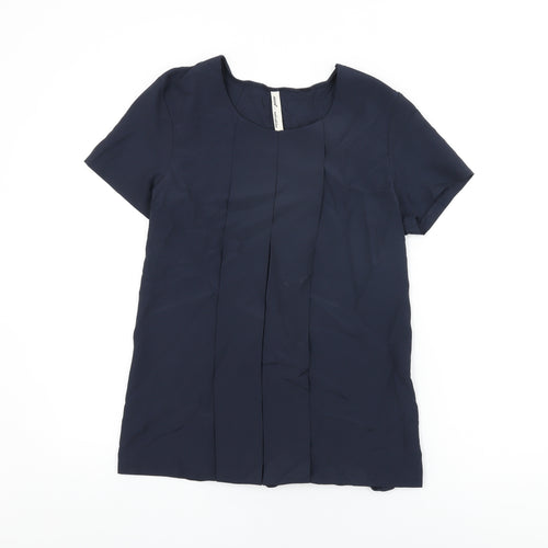 NEXT Womens Blue Polyester Basic T-Shirt Size 12 Round Neck