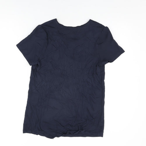 NEXT Womens Blue Polyester Basic T-Shirt Size 12 Round Neck