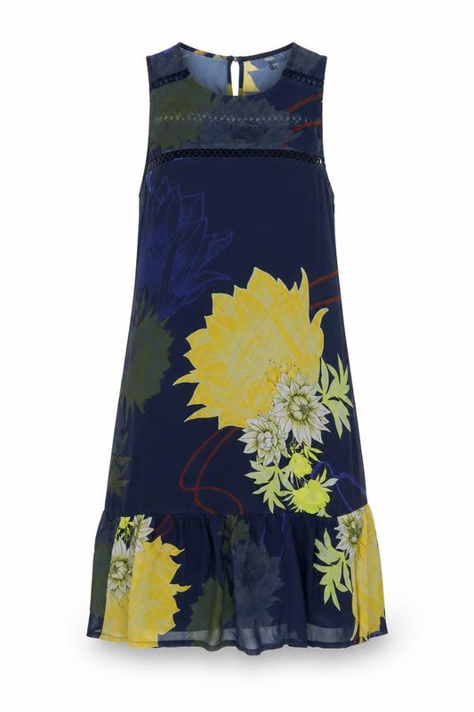 Front view of Next women’s blue floral polyester shift, size UK 6, round neck button