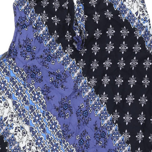 Principles Womens Blue Floral Viscose Basic T-Shirt Size 22 Round Neck