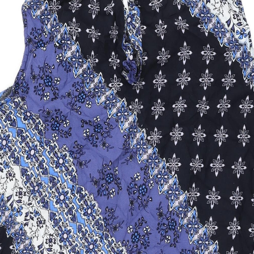 Principles Womens Blue Floral Viscose Basic T-Shirt Size 22 Round Neck