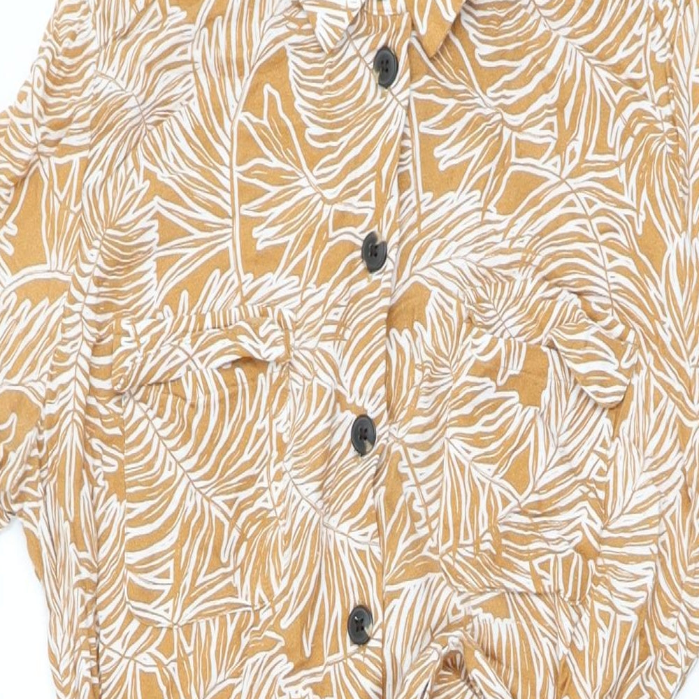 NEXT Womens Yellow Geometric Viscose Shirt Dress Size 12 Collared Button