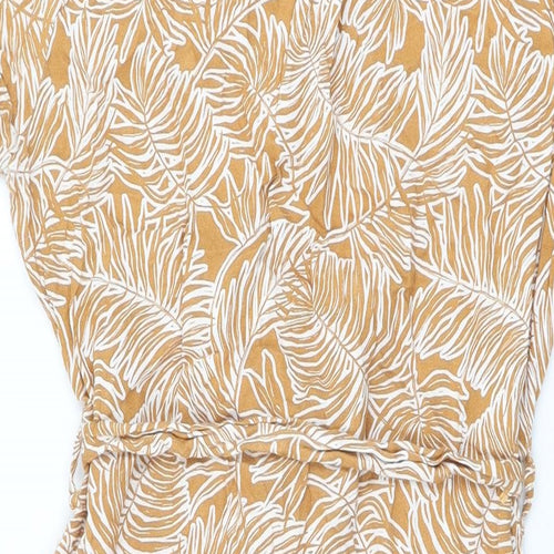 NEXT Womens Yellow Geometric Viscose Shirt Dress Size 12 Collared Button
