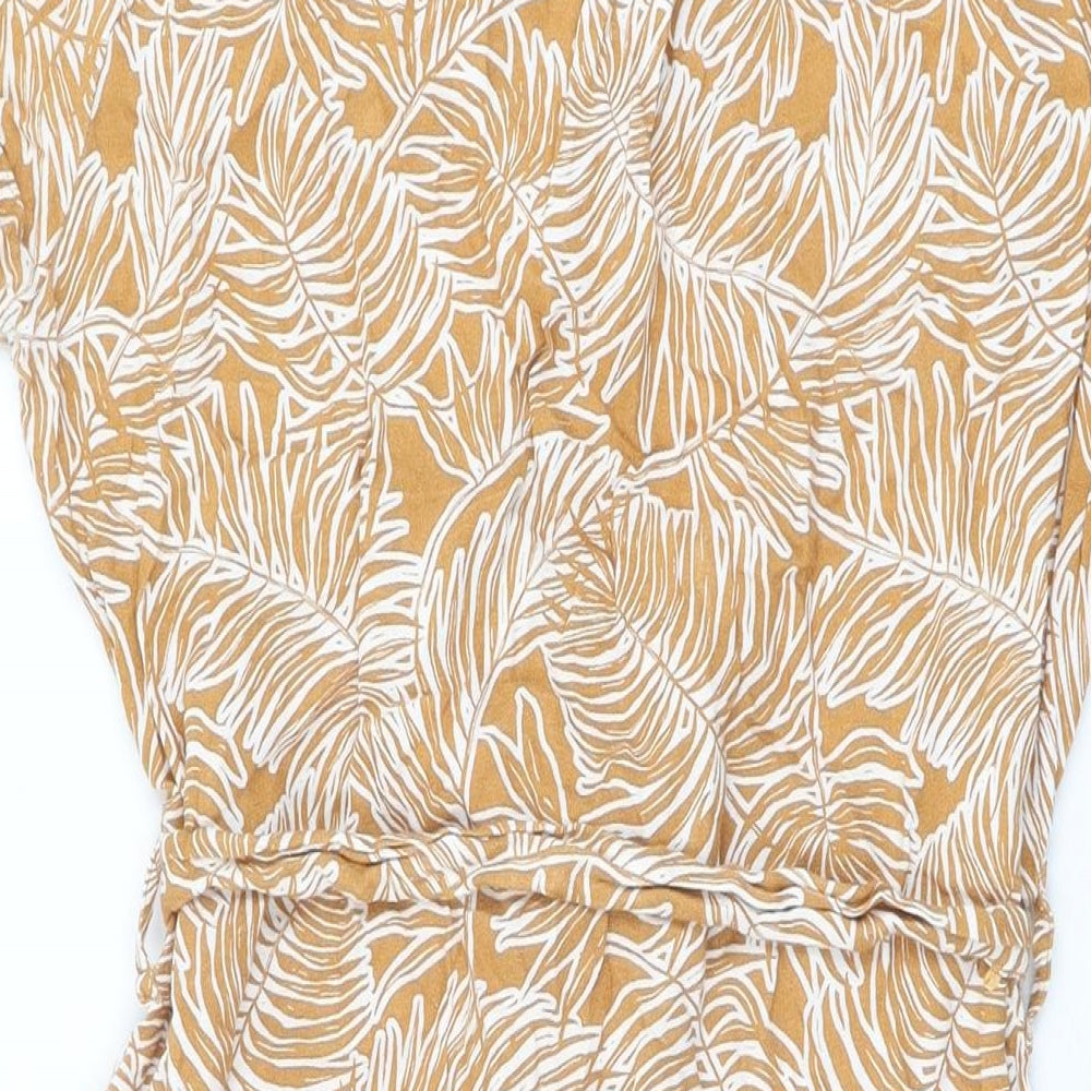 NEXT Womens Yellow Geometric Viscose Shirt Dress Size 12 Collared Button