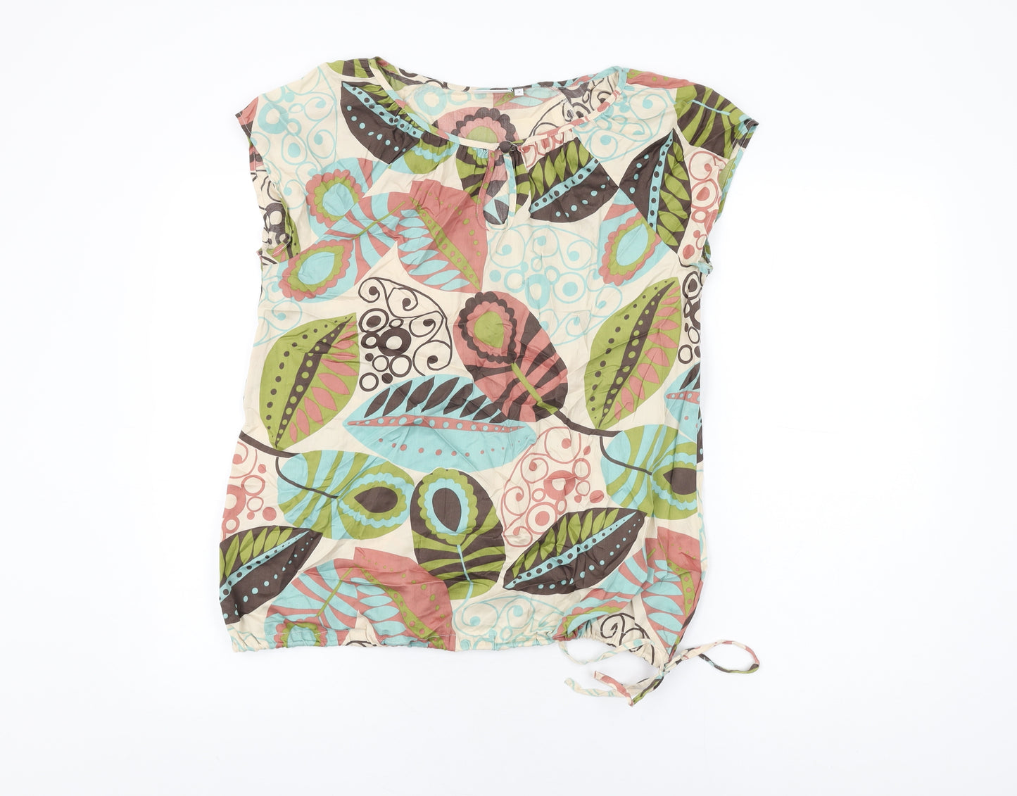 NEXT Womens Multicoloured Floral Cotton Basic T-Shirt Size 16 Round Neck