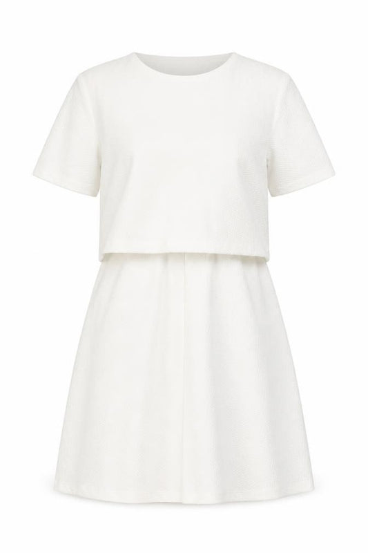 Front view of ASOS women’s white polyester a-line, size UK 10, round neck pullover