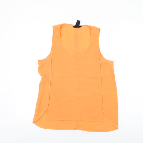 H&M Womens Orange Polyester Basic T-Shirt Size 8 Scoop Neck