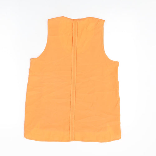 H&M Womens Orange Polyester Basic T-Shirt Size 8 Scoop Neck