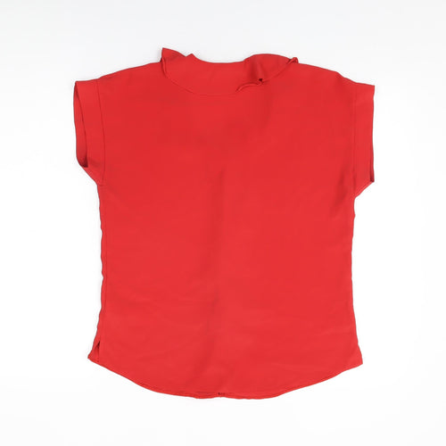 New Look Womens Red Polyester Basic Blouse Size 10 V-Neck
