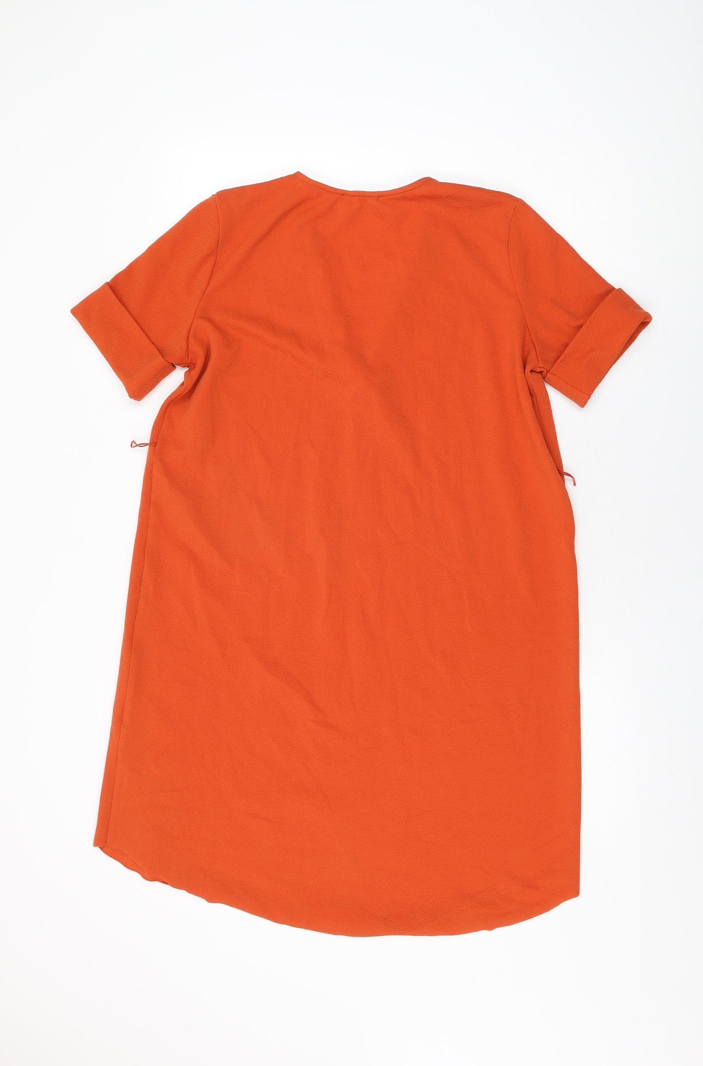 Zara Womens Orange Polyester Shift Size S V-Neck Pullover