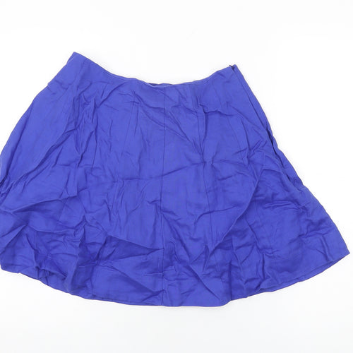 Boden Womens Blue Linen Swing Skirt Size 10 Zip
