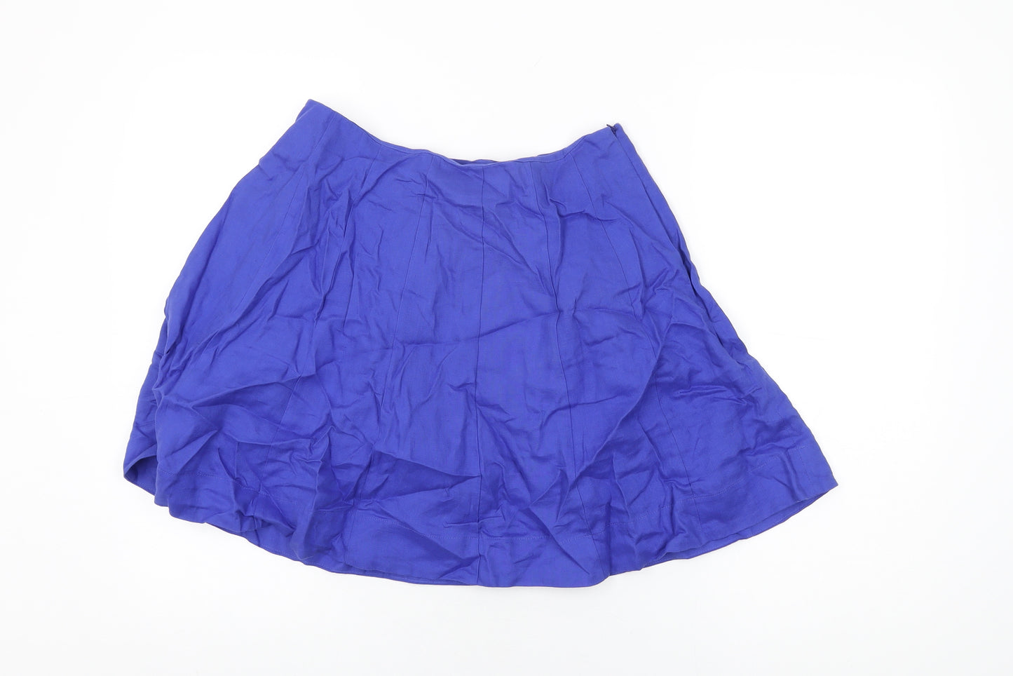 Boden Womens Blue Linen Swing Skirt Size 10 Zip