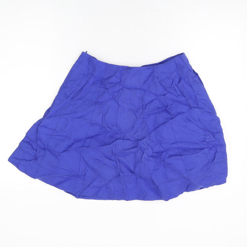 Boden Womens Blue Linen Swing Skirt Size 10 Zip