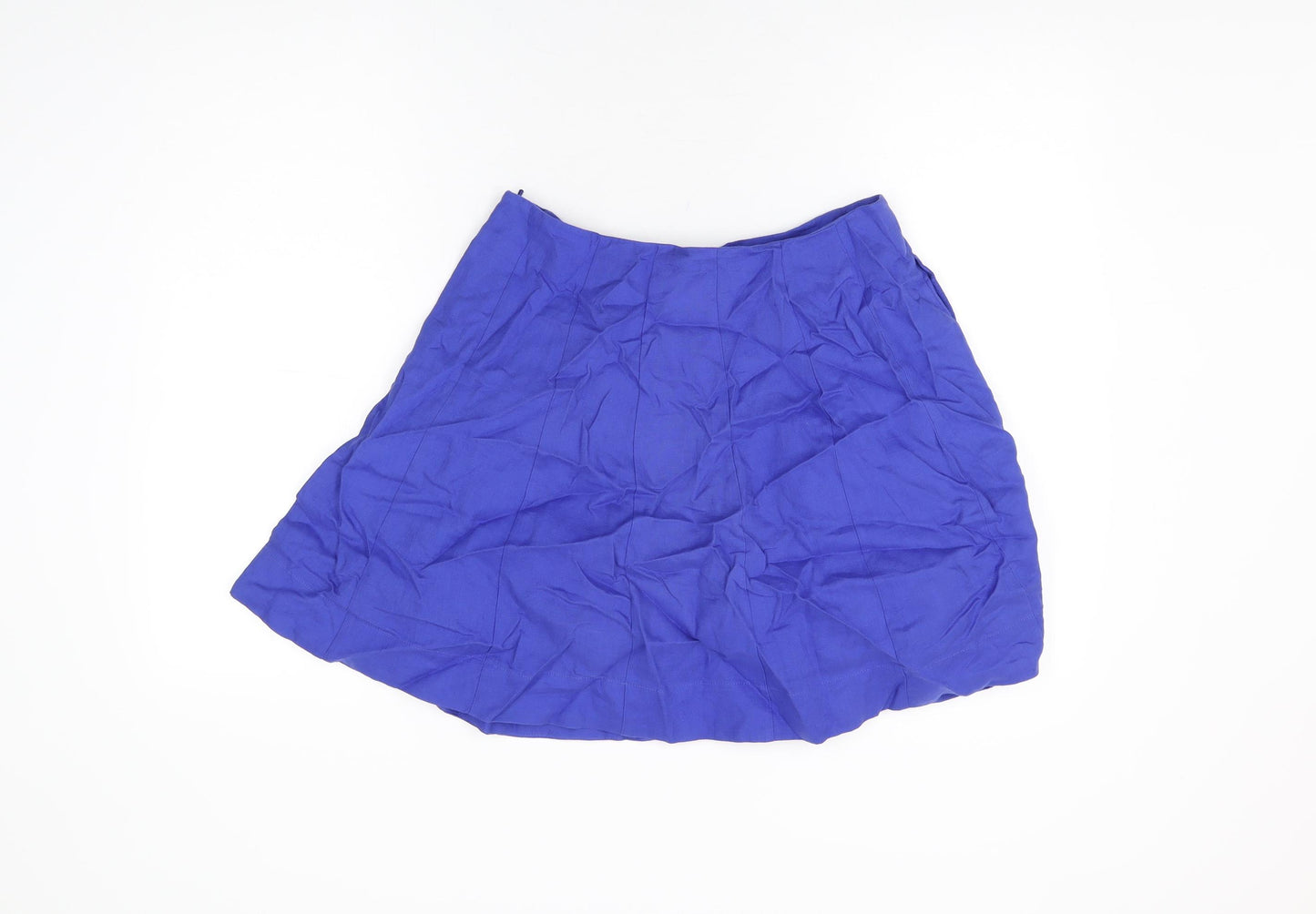 Boden Womens Blue Linen Swing Skirt Size 10 Zip