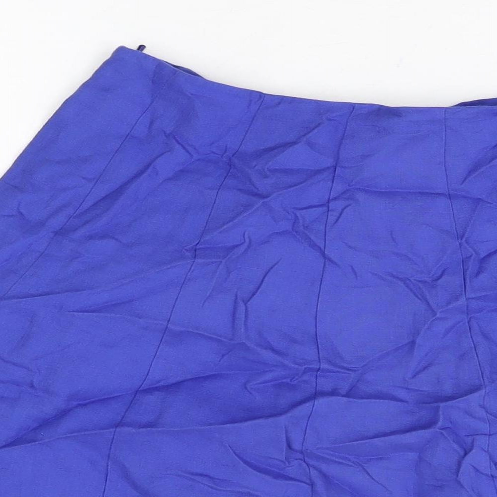 Boden Womens Blue Linen Swing Skirt Size 10 Zip
