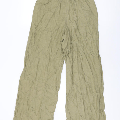 FOREVER 21 Womens Green Linen Trousers Size S L30.5 in Regular