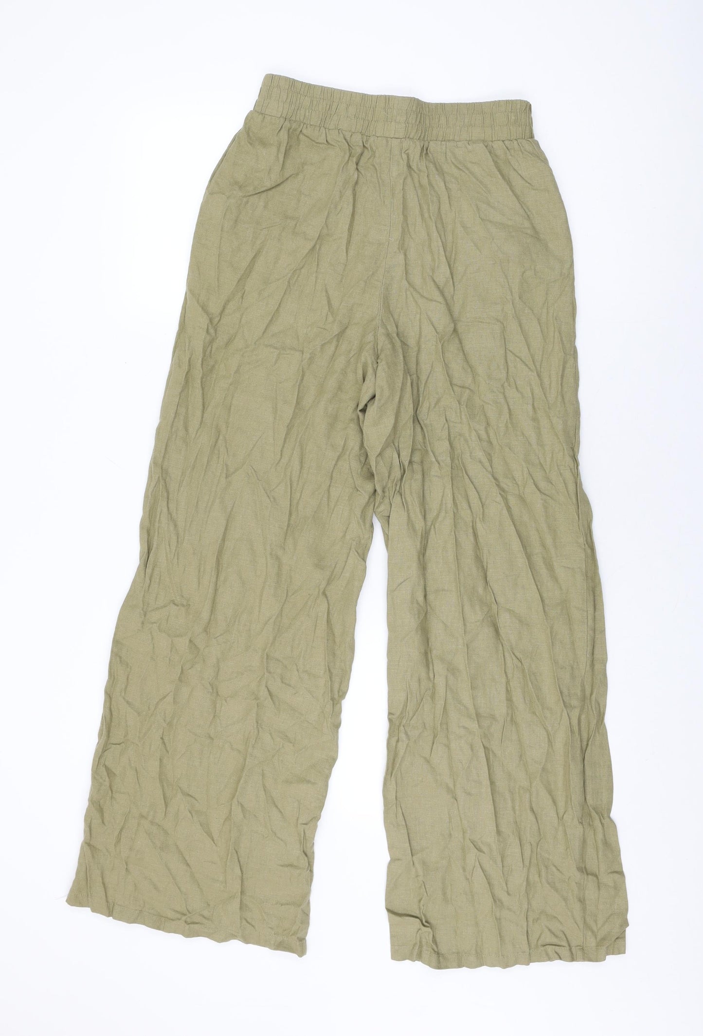 FOREVER 21 Womens Green Linen Trousers Size S L30.5 in Regular