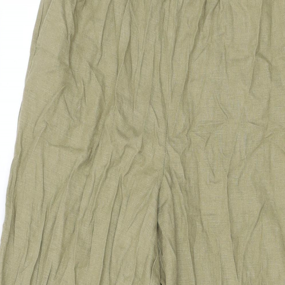 FOREVER 21 Womens Green Linen Trousers Size S L30.5 in Regular