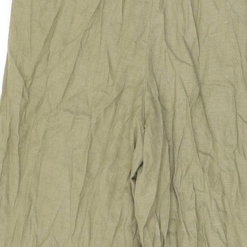 FOREVER 21 Womens Green Linen Trousers Size S L30.5 in Regular