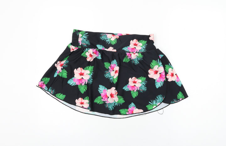 Full Circle Womens Black Floral Nylon Swim Bottom Size 12