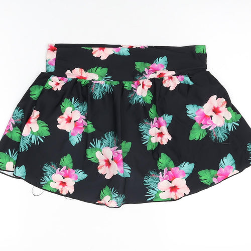 Full Circle Womens Black Floral Nylon Swim Bottom Size 12