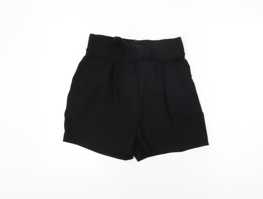 H&M Womens Black Polyester Basic Shorts Size 8 L3 in Regular Zip