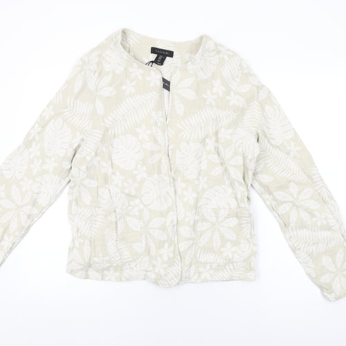 Tahari Womens Beige Floral Jacket Size XL