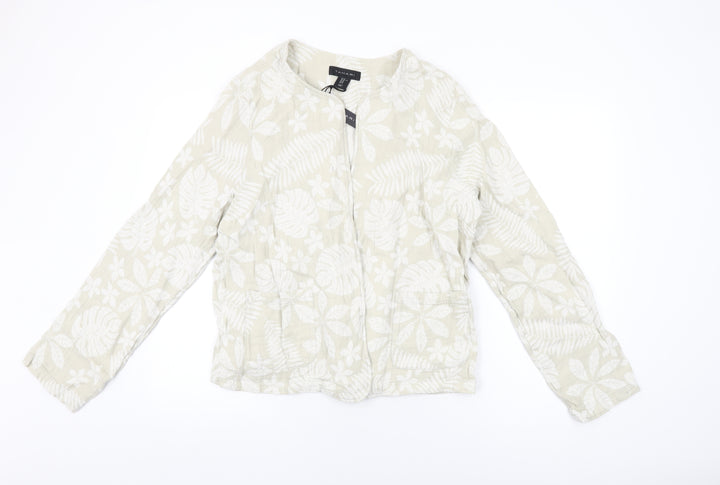 Tahari Womens Beige Floral Jacket Size XL