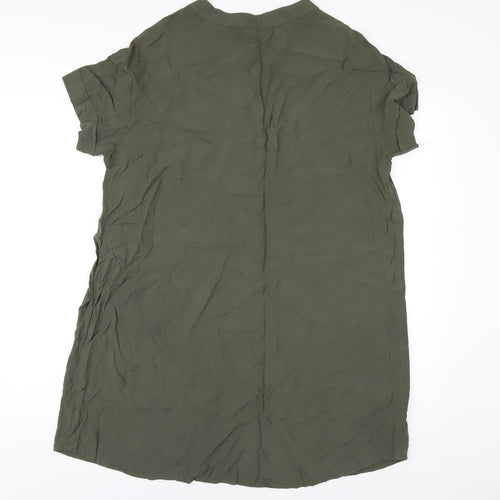 H&M Womens Green Viscose A-Line Size M V-Neck Pullover