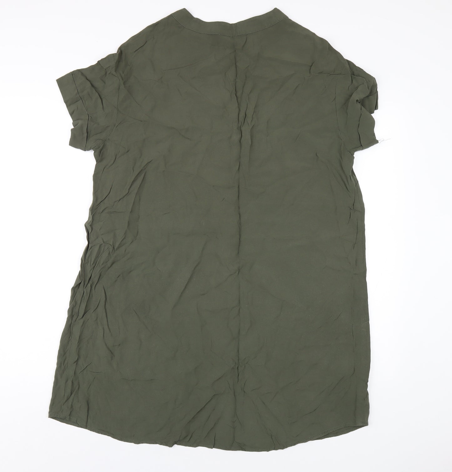 H&M Womens Green Viscose A-Line Size M V-Neck Pullover