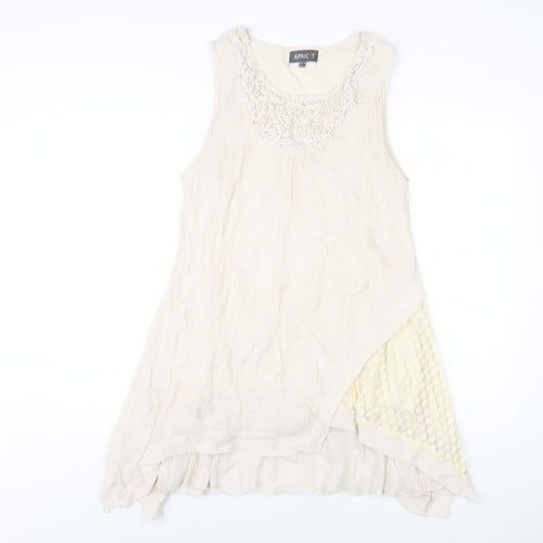 Apricot Womens Beige Viscose Tank Dress Size 14 Round Neck Pullover