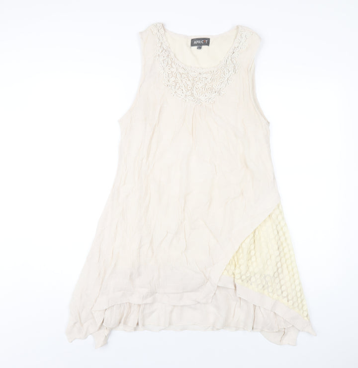 Apricot Womens Beige Viscose Tank Dress Size 14 Round Neck Pullover