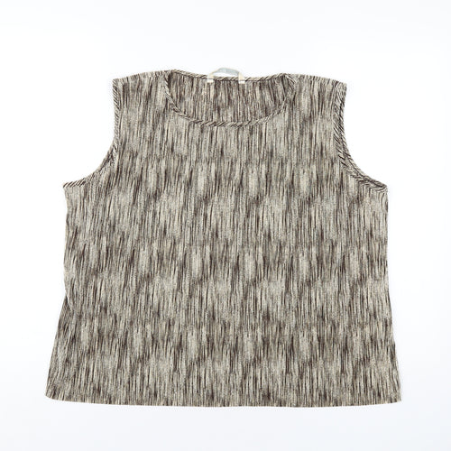 AMARANTO Womens Brown Polyester Basic Tank Size 20 Round Neck