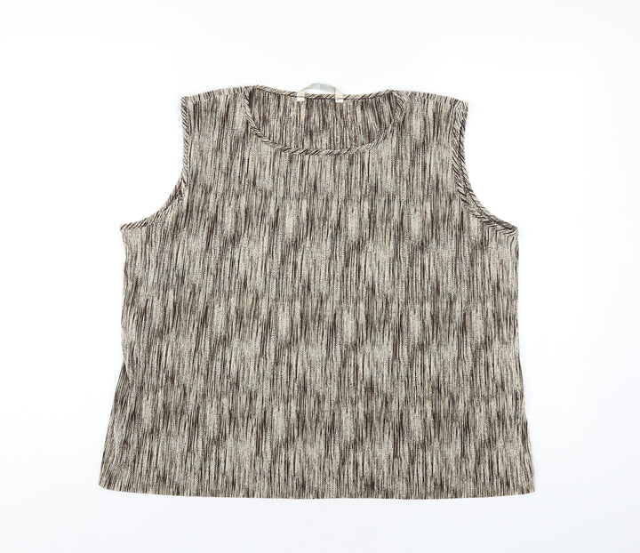 AMARANTO Womens Brown Polyester Basic Tank Size 20 Round Neck
