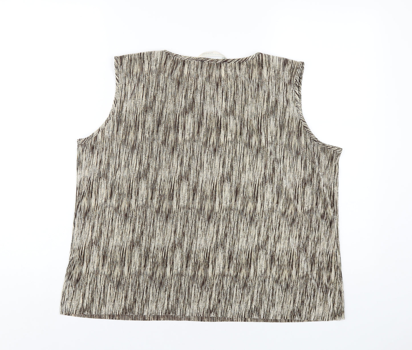 AMARANTO Womens Brown Polyester Basic Tank Size 20 Round Neck